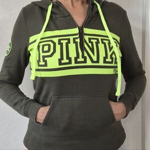 Victoria Secret Pink Y2k hooded pull over Cotton blend sweater